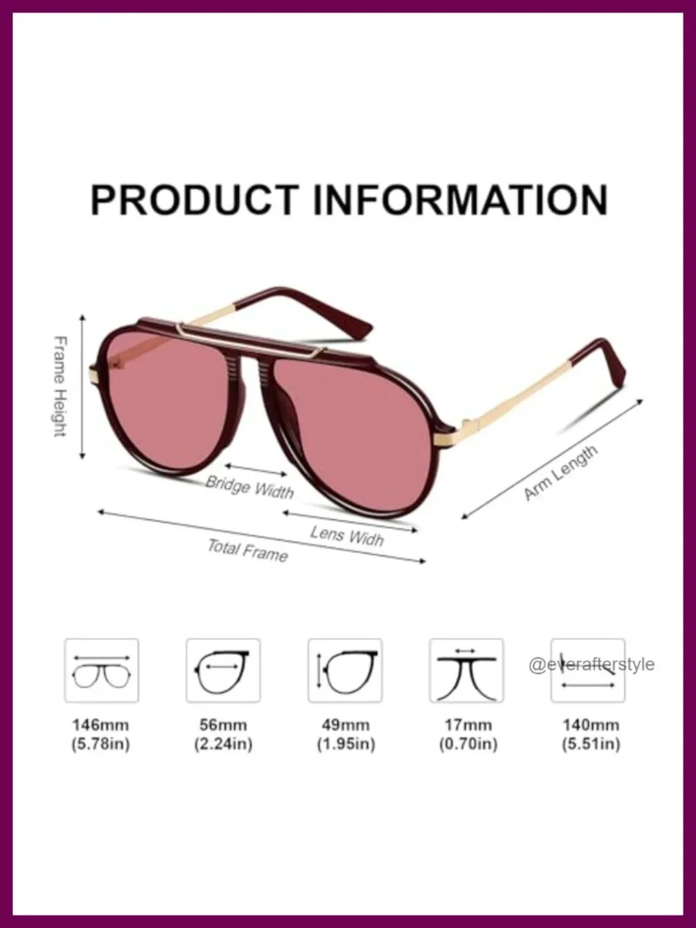 Oversized Aviator Sunglasses Retro Metal Frame UV Protection